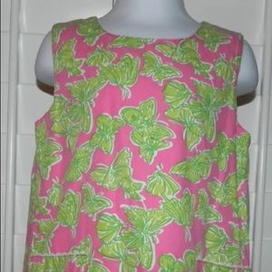 LILLY PULITZER BUTTERFLIES PINK GREEN DRESS SIZE 5